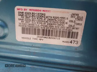 2011 Mitsubishi Outlander SE with VIN JA4AP4AU1BZ006715, listed as a IAAI auction lot 42467257 with 174,432 mi miles and . Bid and sale history available at DreamBid. Image 9.