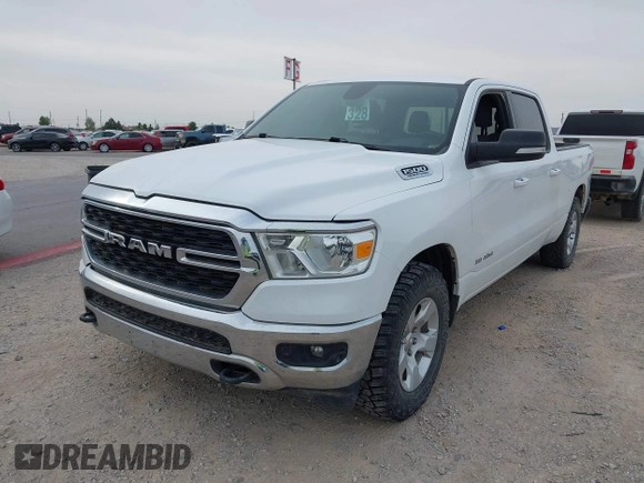 2022 Ram 1500 Big Horn z VIN 1C6SRFMT8NN313403, wystawiony jako IAAI lot #42334732 z przebiegiem 96 588 mil mil oraz . Historia ofert i sprzedaży dostępna na DreamBid. Obrazek 2.