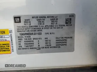 2015 GMC Acadia SLE with VIN 1GKKRNED3FJ311033, listed as a Copart auction lot 58169935 with 92,795 mi miles and Salvage title. Bid and sale history available at DreamBid. Image 13.