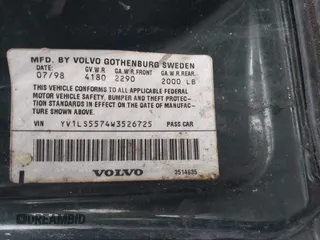 1998 Volvo S70 z VIN YV1LS5574W3526725, wystawiony jako IAAI lot #40676024 z przebiegiem 241 558 mil mil oraz . Historia ofert i sprzedaży dostępna na DreamBid. Obrazek 9.