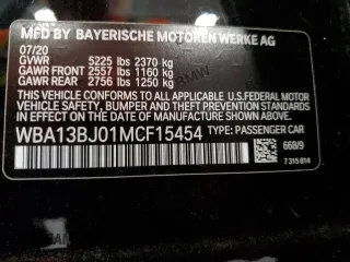 2021 BMW 5 Series 530i xDrive with VIN WBA13BJ01MCF15454, listed as a Copart auction lot 56922345 with 115,667 mi miles and Salvage title. Bid and sale history available at DreamBid. Image 12.