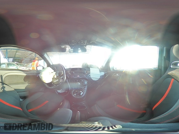 2015 FIAT 500 Abarth with VIN 3C3CFFFHXFT597430, listed as a Copart auction lot 55706425 with 67,026 mi miles and Salvage title. Bid and sale history available at DreamBid. Image 14.