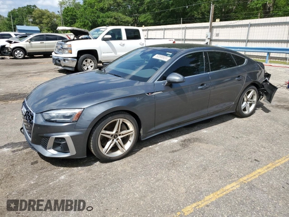 2022 Audi A5 Sportback S line Premium with VIN WAUDACF57NA029920, listed as a Copart auction lot 50598924 with 30,345 mi miles and Salvage Title. Bid and sale history available at carsss.com. Image 1.