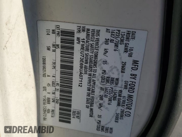 2009 Ford Explorer XLT z VIN 1FMEU73E69UA07112, wystawiony jako Copart lot #63556445 z przebiegiem 209 512 mil mil oraz Szkoda całkowita • Salvage title. Historia ofert i sprzedaży dostępna na DreamBid. Obrazek 13.