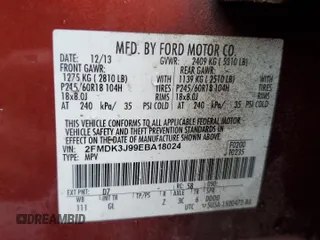 2014 Ford Edge SEL with VIN 2FMDK3J99EBA18024, listed as a Copart auction lot 50928245 with 178,841 mi miles and Salvage Title. Bid and sale history available at carsss.com. Image 13.