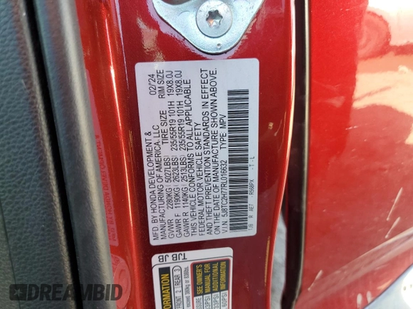 2024 Acura RDX w/Advance Package with VIN 5J8TC2H77RL016632, listed as a Copart auction lot 46135405 with 7,253 mi miles and Clean Title. Bid and sale history available at carsss.com. Image 14.