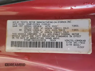 2003 Toyota Tacoma with VIN 5TEWN72N33Z229578, listed as a Copart auction lot 54907355 with 199,199 mi miles and Salvage Title. Bid and sale history available at carsss.com. Image 12.