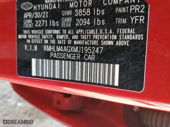 2021 Hyundai Elantra SEL with VIN KMHLM4AGXMU195247, listed as a Copart auction lot 45019825 with 32,526 mi miles and Salvage Title. Bid and sale history available at carsss.com. Image 12.
