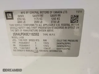 2012 Chevrolet Equinox LT w/2LT with VIN 2GNALPEK8C1182562, listed as a IAAI auction lot 41749080 with 151,586 mi miles. Bid and sale history available at carsss.com. Image 9.