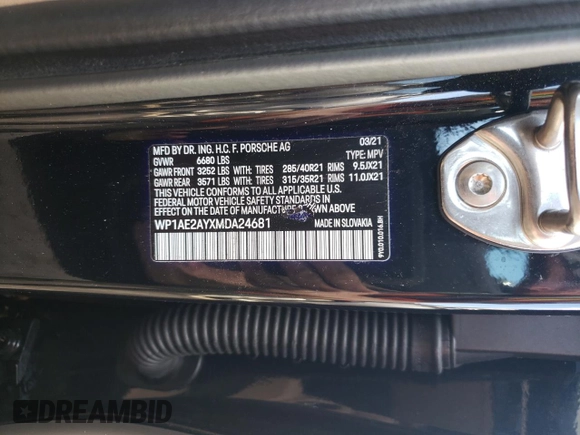 2021 Porsche Cayenne E-Hybrid with VIN WP1AE2AYXMDA24681, listed as a Copart auction lot 74823124 with 29,101 mi miles and Non repairable. Bid and sale history available at DreamBid. Image 14.
