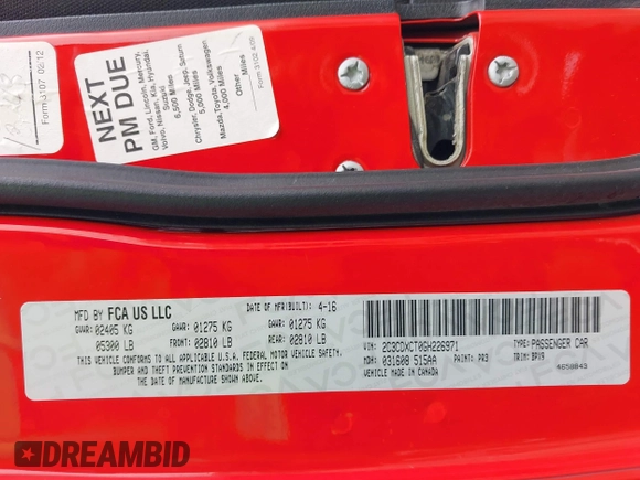 2016 Dodge Charger R/T with VIN 2C3CDXCT0GH226971, listed as a IAAI auction lot 42401544 with 151,424 mi miles and . Bid and sale history available at DreamBid. Image 9.