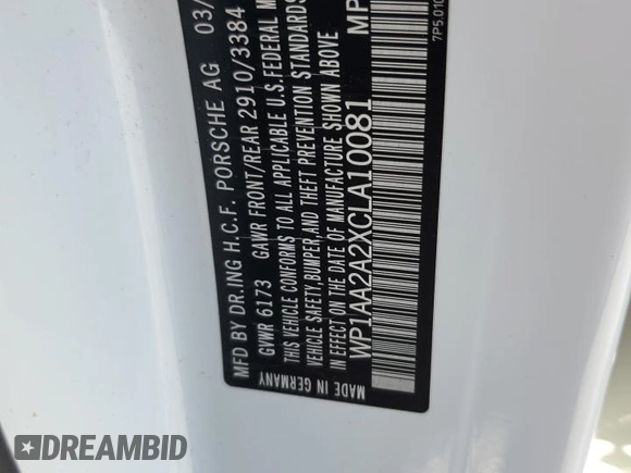 2012 Porsche Cayenne with VIN WP1AA2A2XCLA10081, listed as a Copart auction lot 55394935 with 181,316 mi miles and Salvage title. Bid and sale history available at DreamBid. Image 13.