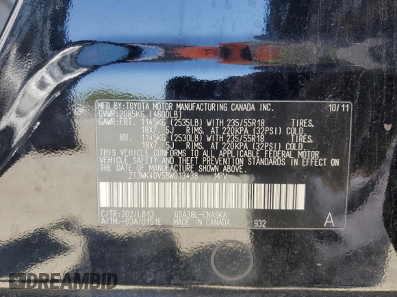 2011 Toyota RAV4 Sport z VIN 2T3WK4DV5BW013438, wystawiony jako Copart lot #57257425 z przebiegiem 158 391 mil mil oraz Szkoda całkowita • Salvage title. Historia ofert i sprzedaży dostępna na DreamBid. Obrazek 14.
