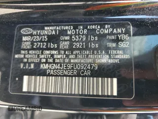 2015 Hyundai Genesis 3.8L with VIN KMHGN4JE9FU092479, listed as a Copart auction lot 68120854 with 218,187 mi miles and Salvage Title. Bid and sale history available at carsss.com. Image 12.