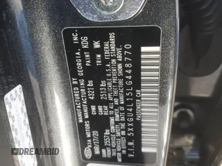 2020 Kia Optima EX Premium with VIN 5XXGU4L15LG448770, listed as a Copart auction lot 88070775 with 46,681 mi miles and Salvage Title. Bid and sale history available at carsss.com. Image 12.