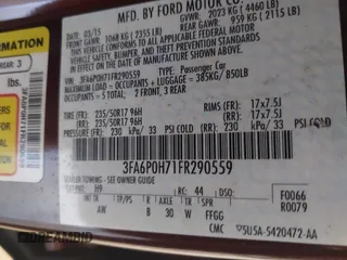 2015 Ford Fusion SE z VIN 3FA6P0H71FR290559, wystawiony jako IAAI lot #41574462 z przebiegiem 123 146 mil mil oraz . Historia ofert i sprzedaży dostępna na DreamBid. Obrazek 9.