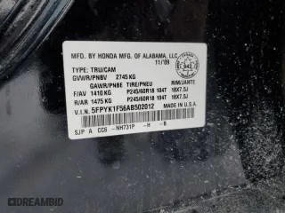 2010 Honda Ridgeline RTL with VIN 5FPYK1F56AB502012, listed as a Copart auction lot 44048065 with 261,601 mi miles and Clean Title. Bid and sale history available at carsss.com. Image 12.