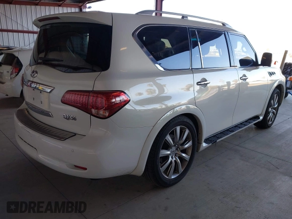 2012 Infiniti QX56 8-passenger with VIN JN8AZ2ND0C9715396, listed as a IAAI auction lot 41267602 with 206,630 mi miles and . Bid and sale history available at DreamBid. Image 4.