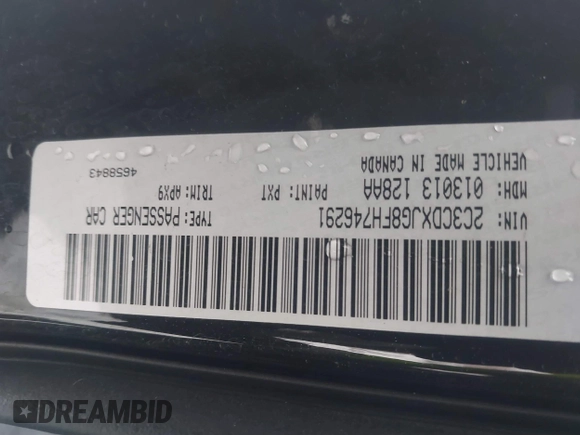 2015 Dodge Charger SXT with VIN 2C3CDXJG8FH746291, listed as a IAAI auction lot 41102488 with 189,971 mi miles. Bid and sale history available at carsss.com. Image 9.