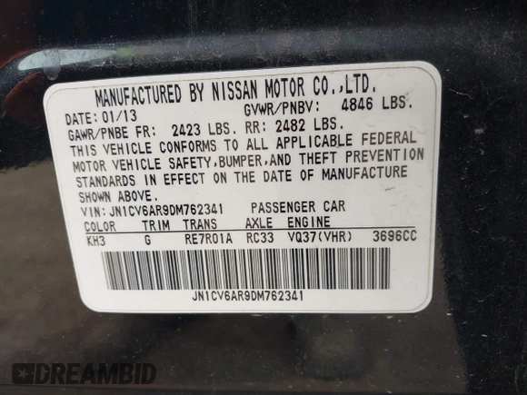2013 Infiniti G37 x z VIN JN1CV6AR9DM762341, wystawiony jako IAAI lot #42157044 z przebiegiem 155 663 mil mil oraz . Historia ofert i sprzedaży dostępna na DreamBid. Obrazek 9.