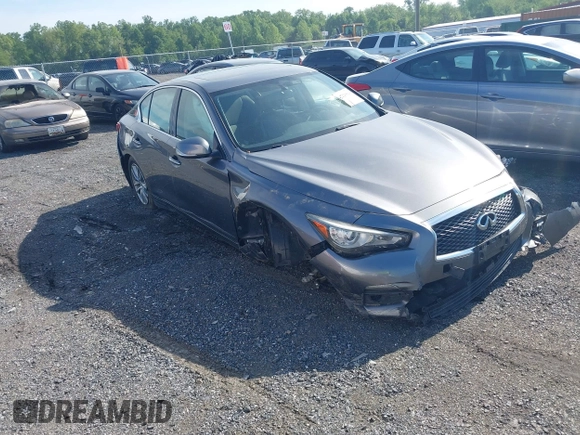 2014 Infiniti Q50 Sport with VIN JN1BV7AR3EM705555, listed as a IAAI auction lot 42221829 with 61,623 mi miles and . Bid and sale history available at DreamBid. Image 1.