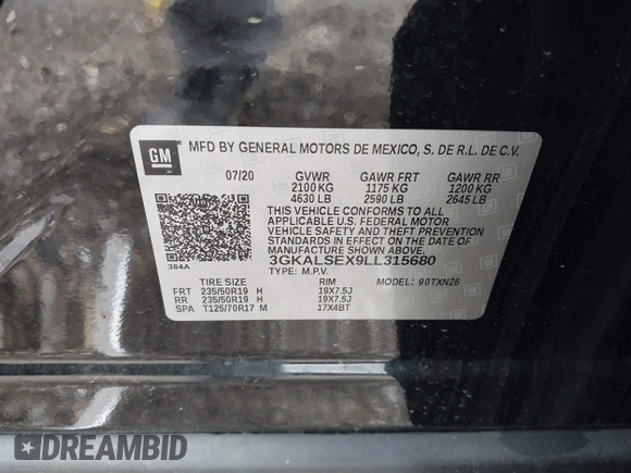2020 GMC Terrain Denali with VIN 3GKALSEX9LL315680, listed as a IAAI auction lot 42196188 with 108,697 mi miles and . Bid and sale history available at DreamBid. Image 9.
