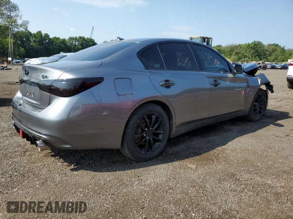 2019 Infiniti Q50 Luxe with VIN JN1EV7AR7KM557600, listed as a Copart auction lot 65713405 with 48,542 mi miles and Salvage title. Bid and sale history available at DreamBid. Image 3.