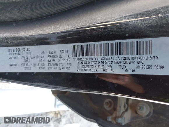 2020 Ram 1500 Big Horn с VIN 1C6SRFFT2LN132162, выставлен на аукционе IAAI как лот 41664199 с пробегом 193 165 миль миль и . История ставок и продаж доступна на DreamBid. Изображение 9.