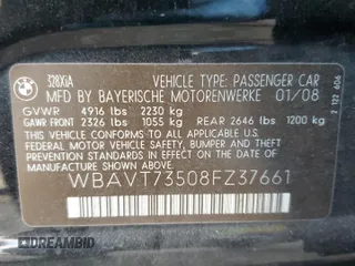 2008 BMW 3 Series 328xi z VIN WBAVT73508FZ37661, wystawiony jako Copart lot #82844114 z przebiegiem 188 089 mil mil oraz Czysty tytuł • Clean title. Historia ofert i sprzedaży dostępna na DreamBid. Obrazek 12.