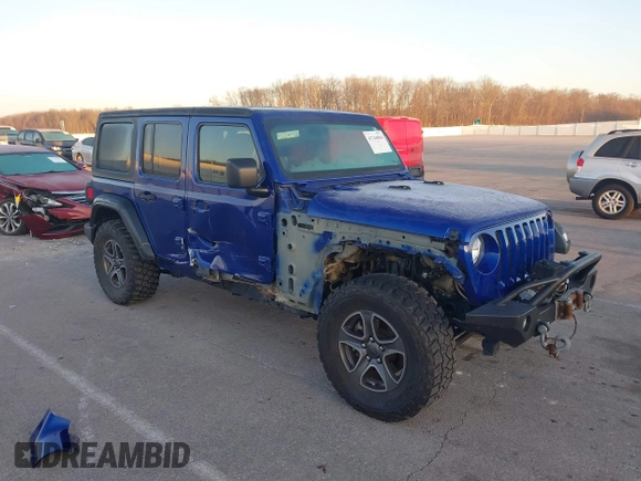 2018 Jeep Wrangler Unlimited Sport with VIN 1C4HJXDN2JW282882, listed as a IAAI auction lot 41744064 with 111,183 mi miles and . Bid and sale history available at DreamBid. Image 1.