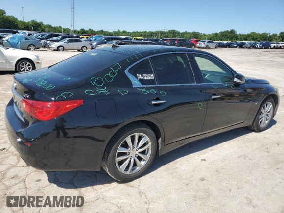 2015 Infiniti Q50 Premium with VIN JN1BV7AR9FM394070, listed as a Copart auction lot 57358335 with 71,982 mi miles and Salvage title. Bid and sale history available at DreamBid. Image 3.