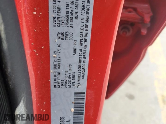 2021 Ram 1500 Big Horn z VIN 1C6SRFMT0MN796805, wystawiony jako Copart lot #51734255 z przebiegiem 83 877 mil mil oraz Szkoda całkowita • Salvage title. Historia ofert i sprzedaży dostępna na DreamBid. Obrazek 12.