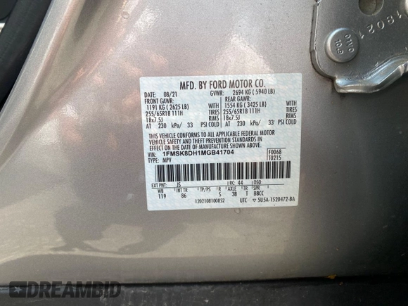 2021 Ford Explorer XLT z VIN 1FMSK8DH1MGB41704, wystawiony jako Copart lot #59941855 z przebiegiem 88 599 mil mil oraz Czysty tytuł • Clean title. Historia ofert i sprzedaży dostępna na DreamBid. Obrazek 10.