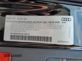 2018 Audi S4 Premium Plus with VIN WAUB4AF49JA133913, listed as a Copart auction lot 58660694 with 73,269 mi miles and Salvage Title. Bid and sale history available at carsss.com. Image 13.