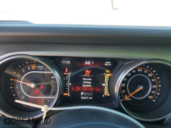 2019 Jeep Wrangler Unlimited Sahara with VIN 1C4HJXEG6KW531041, listed as a Copart auction lot 47387515 with 76,417 mi miles and Non Repairable. Bid and sale history available at carsss.com. Image 9.