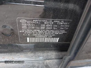 2021 Hyundai Ioniq Limited with VIN KMHC85LJ1MU079180, listed as a IAAI auction lot 41503959 with 33,679 mi miles and . Bid and sale history available at DreamBid. Image 9.