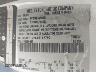 2000 Ford Escort Fleet with VIN 3FAFP13P6YR167792, listed as a IAAI auction lot 41708734 with 183,678 mi miles. Bid and sale history available at carsss.com. Image 9.