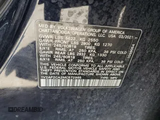 2021 Volkswagen Atlas S with VIN 1V2AP2CA2MC572965, listed as a Copart auction lot 58423045 with 87,765 mi miles and Salvage title. Bid and sale history available at DreamBid. Image 13.