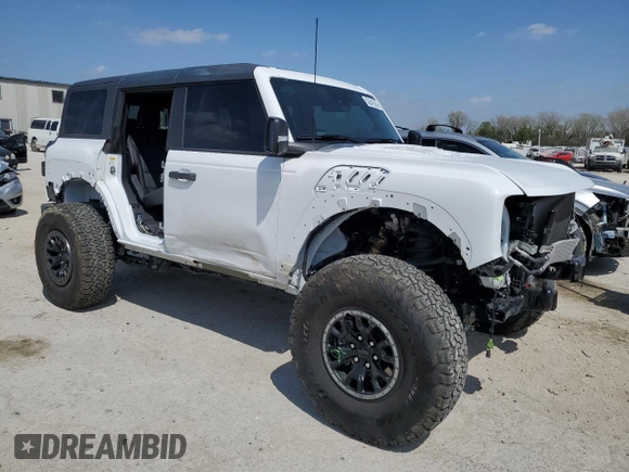 2024 Ford Bronco Raptor with VIN 1FMEE0RR6RLA11617, listed as a Copart auction lot 52641585 with 7,096 mi miles and Salvage title. Bid and sale history available at DreamBid. Image 4.