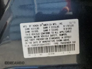 2016 Acura ILX with VIN 19UDE2F35GA020251, listed as a Copart auction lot 59303435 with 129,181 mi miles and Salvage title. Bid and sale history available at DreamBid. Image 12.