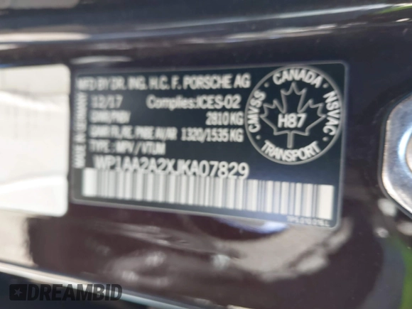 2018 Porsche Cayenne z VIN WP1AA2A2XJKA07829, wystawiony jako IAAI lot #41681207 z przebiegiem Nie podano mil oraz . Historia ofert i sprzedaży dostępna na DreamBid. Obrazek 9.