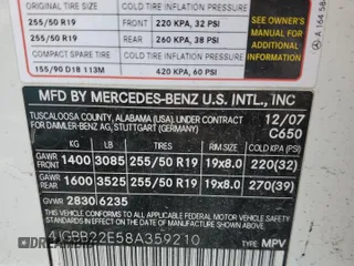 2008 Mercedes-Benz M 320 CDI with VIN 4JGBB22E58A359210, listed as a Copart auction lot 52036565 with 186,968 mi miles and Salvage Title. Bid and sale history available at carsss.com. Image 13.