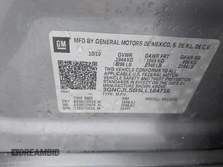 2020 Chevrolet Trax LT with VIN 3GNCJLSB5LL184716, listed as a IAAI auction lot 42420100 with 82,846 mi miles and . Bid and sale history available at DreamBid. Image 9.