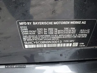 2022 BMW X6 xDrive40i z VIN 5UXCY6C08N9N30013, wystawiony jako IAAI lot #41772245 z przebiegiem 23 198 mil mil oraz . Historia ofert i sprzedaży dostępna na DreamBid. Obrazek 9.