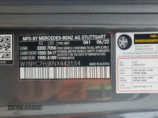 2022 Mercedes-Benz G 63 AMG with VIN W1NYC7HJXNX443554, listed as a Copart auction lot 49165765 with 20,654 mi miles and Salvage title. Bid and sale history available at DreamBid. Image 14.