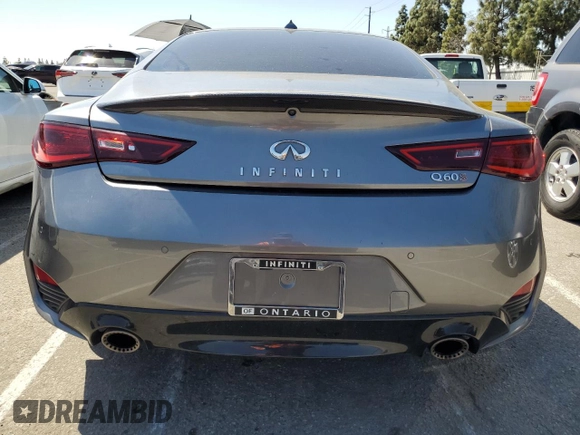2021 Infiniti Q60 Red Sport 400 with VIN JN1FV7LK5MM530077, listed as a Copart auction lot 52732985 with 38,404 mi miles and Salvage title. Bid and sale history available at DreamBid. Image 6.