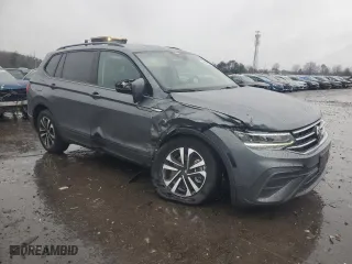 2024 Volkswagen Tiguan S with VIN 3VVFB7AX0RM051356, listed as a Copart auction lot 43218935 with 13,201 mi miles and Salvage Title. Bid and sale history available at carsss.com. Image 4.