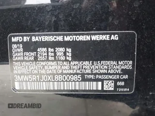 2020 BMW 3 Series 330i with VIN 3MW5R1J0XL8B00985, listed as a IAAI auction lot 42300540 with 50,732 mi miles and . Bid and sale history available at DreamBid. Image 9.
