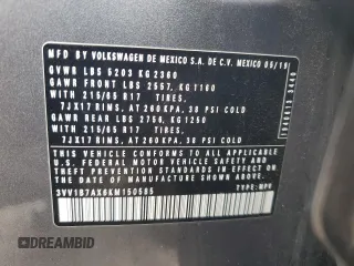 2019 Volkswagen Tiguan S с VIN 3VV1B7AX6KM150585, выставлен на аукционе Copart как лот 59915475 с пробегом 89 729 миль миль и Списание • Salvage title. История ставок и продаж доступна на DreamBid. Изображение 13.