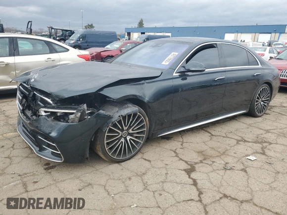 2021 Mercedes-Benz S 580 with VIN W1K6G7GB6MA042104, listed as a Copart auction lot 49778905 with 13,535 mi miles and Salvage Title. Bid and sale history available at DreamBid. Image 1.